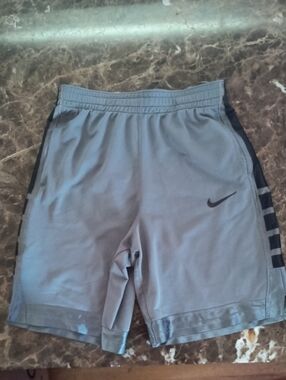 Nike Men's Light Gray Athletic Shorts with Black Accents